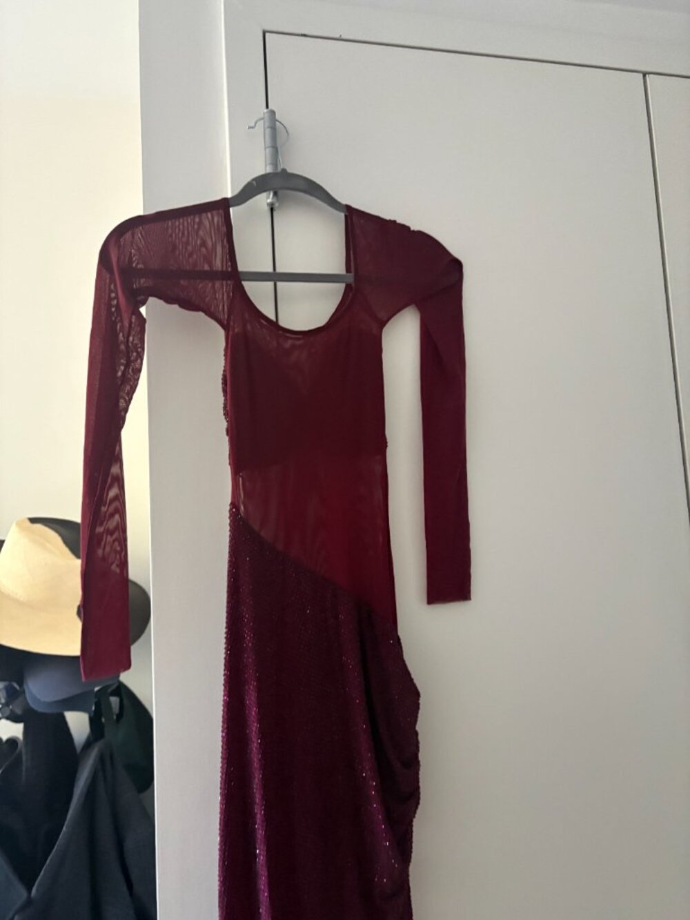 NWT Meshki Nash Diamante Off Shoulder Maxi Dress Mahogany XS - Picture 2 of 6